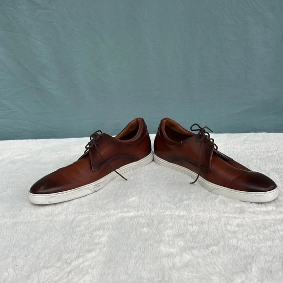 EUC Bruno Magli Men's Colina Derby Oxfords Cognac Brown Size 9 Comfort Luxury - Picture 2 of 7